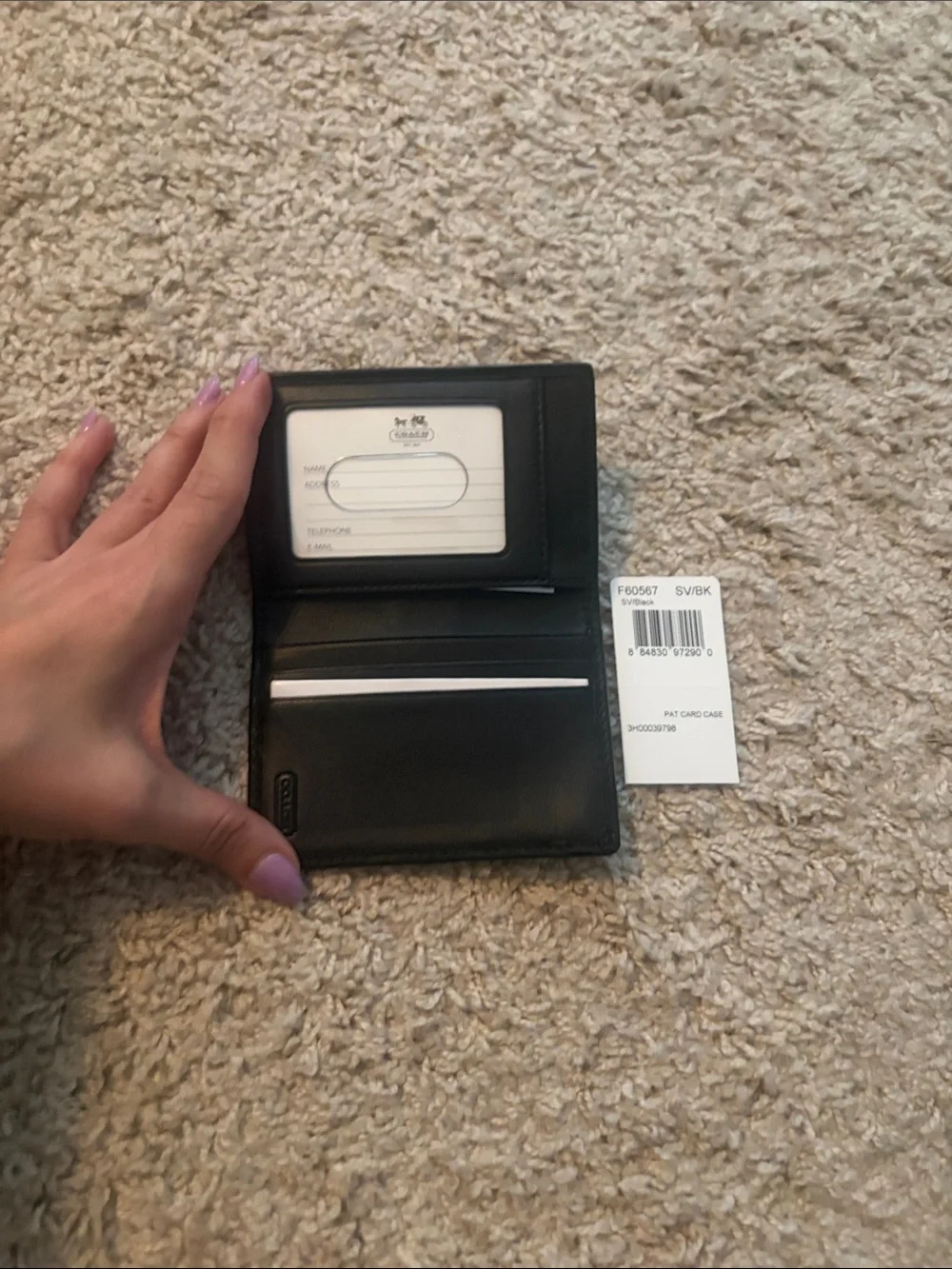 Coach Black Leather Card Case with Logo Plaque Y2K new with all original cards